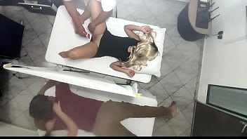 Glamour Rubdown on the Bod of the Super-sexy Wifey next to her Husband in the Couples Rubdown Salon It was Recorded How the Wifey is Manipulated by the Medic and Then Banged next to her Husband NTR